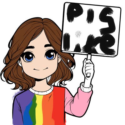 realistic girl holding up a sign