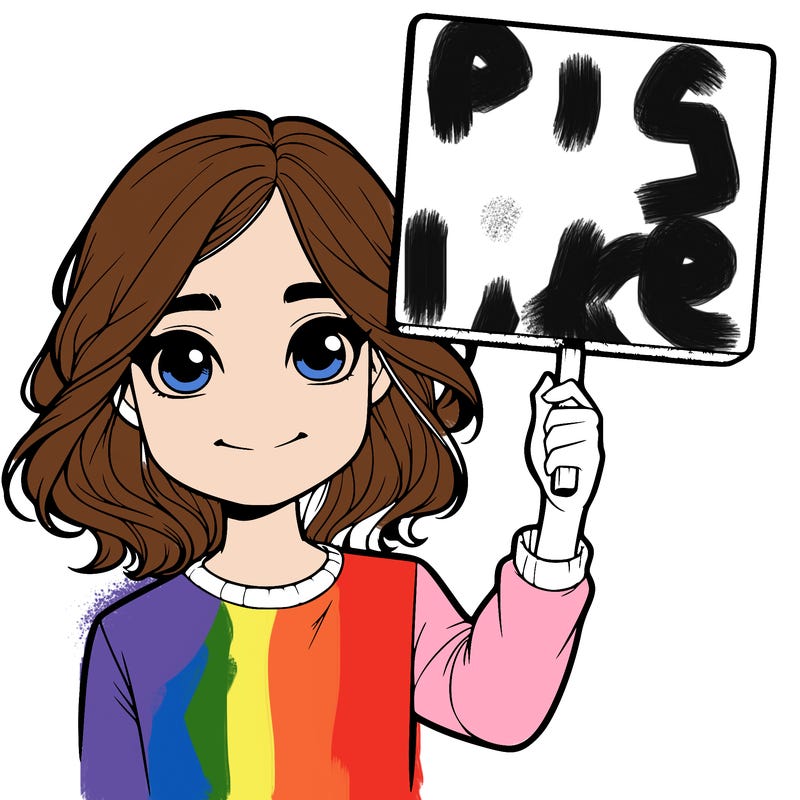 realistic girl holding up a sign