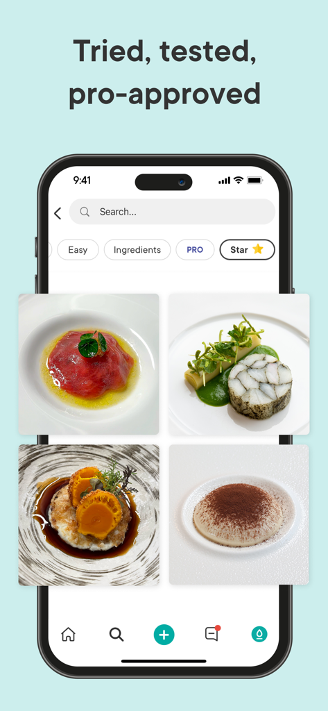 Gronda mobile app interface showcasing professional fine dining dishes