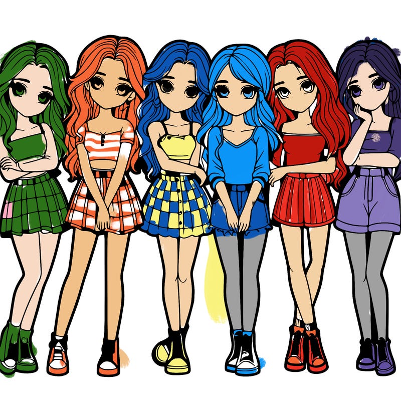 a group of girls realistic