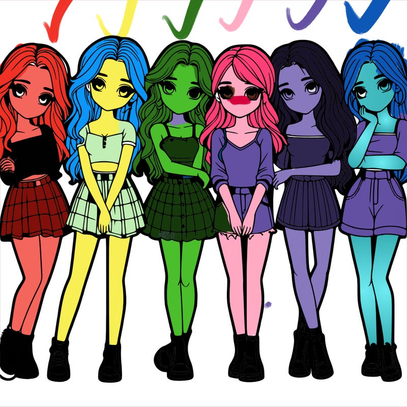 a group of girls realistic