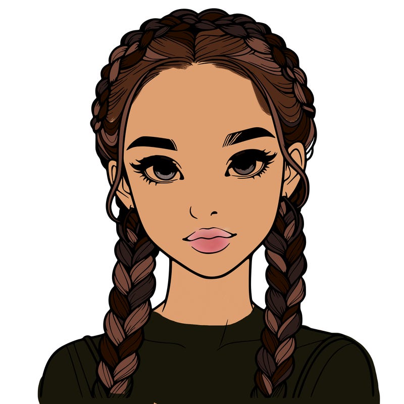 realistic girl with braids