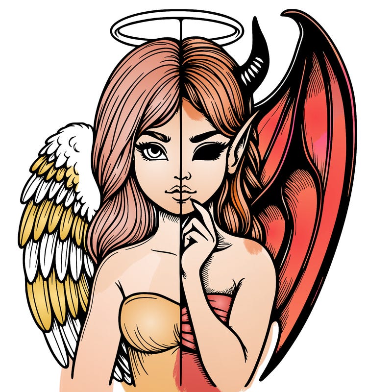 realistic angel half demon