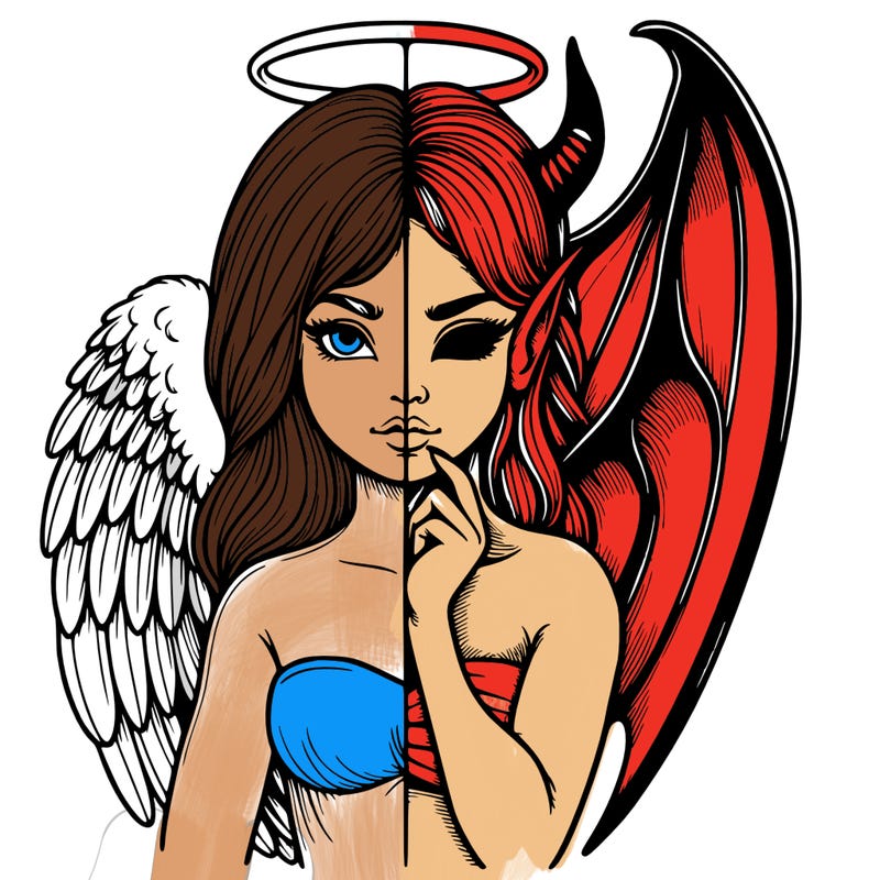 realistic angel half demon