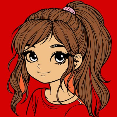 realistic girl with ponytail