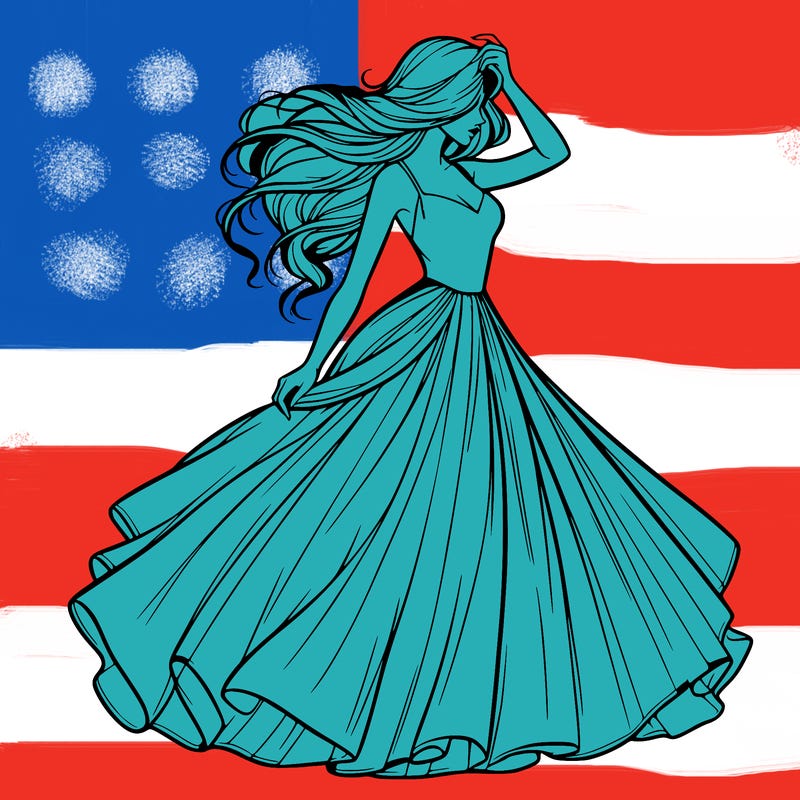 realistic woman with dress flowing in the wind