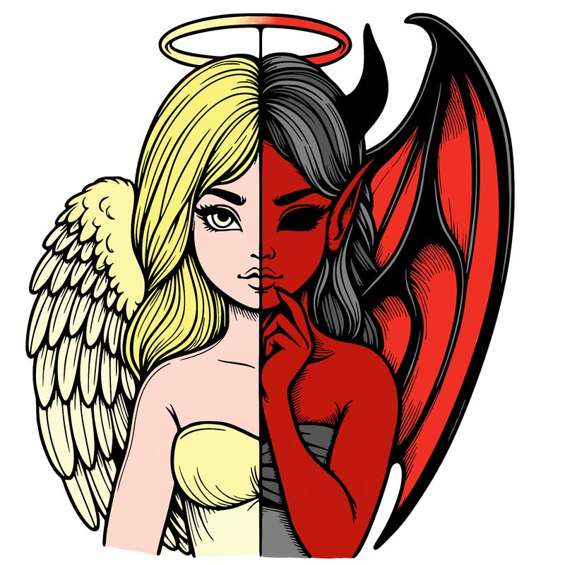 realistic angel half demon