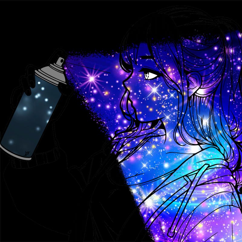 a realistic girl spray, painting