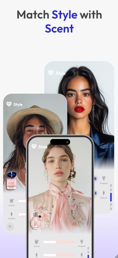 inScent - inScent app interface showing the feature to match personal style with specific perfumes and colognes