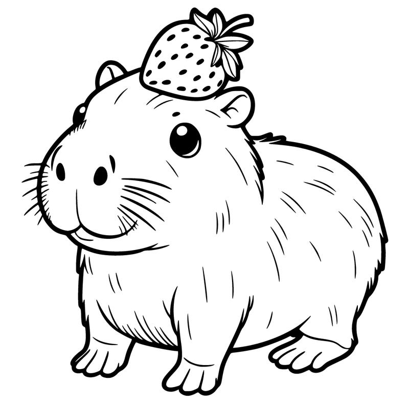 capybara with strawberry on the head