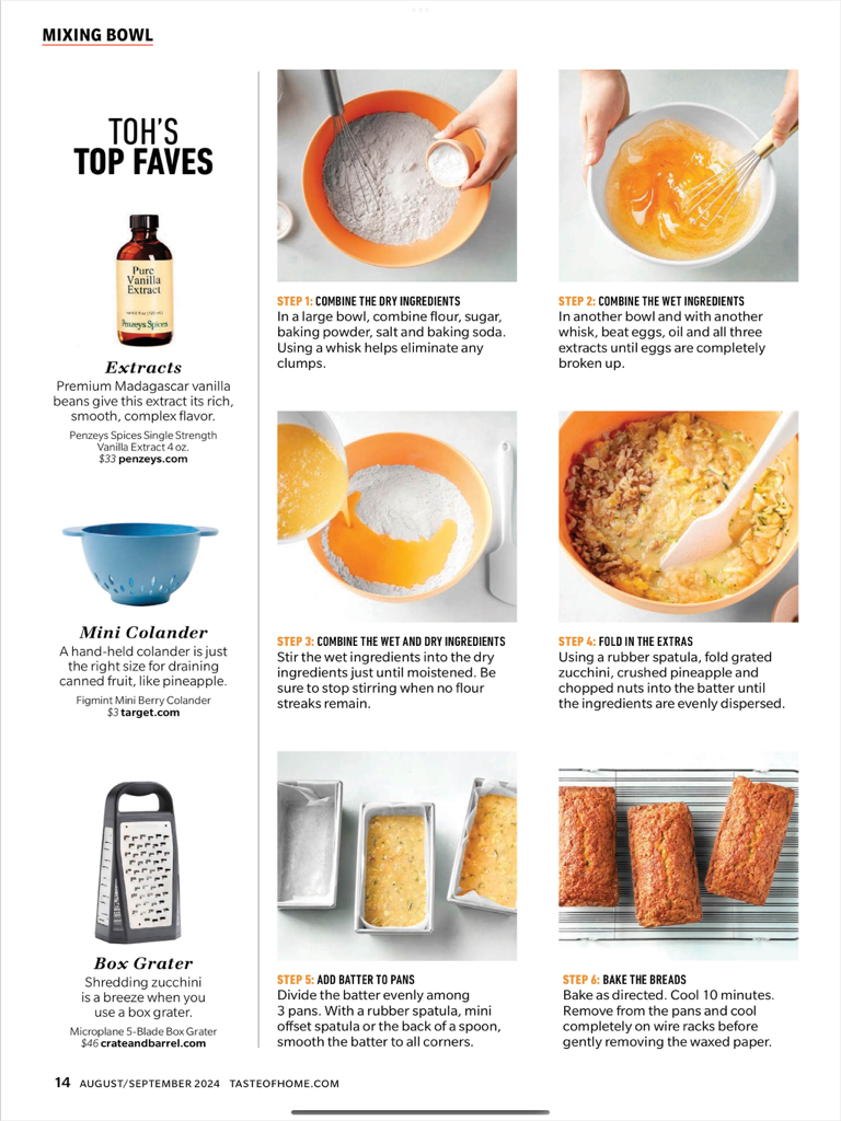 Taste of Home Magazine - Step by step visual baking guide for a recipe in the Taste of Home iPad app