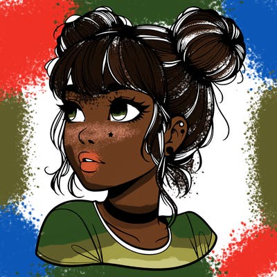 realistic girl with spacebuns