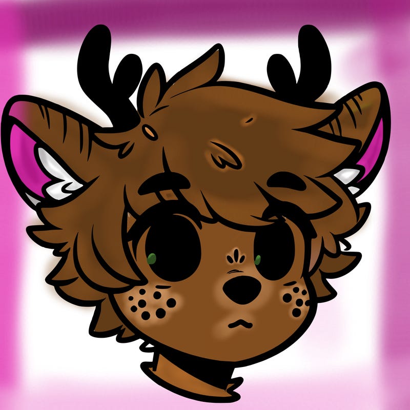 a humanoid deer with soft fluffy ears