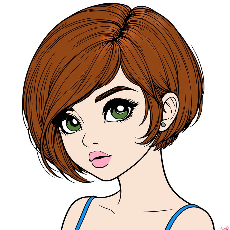 realistic girl with really short hair