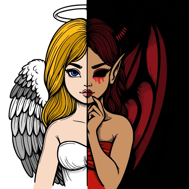 realistic angel half demon