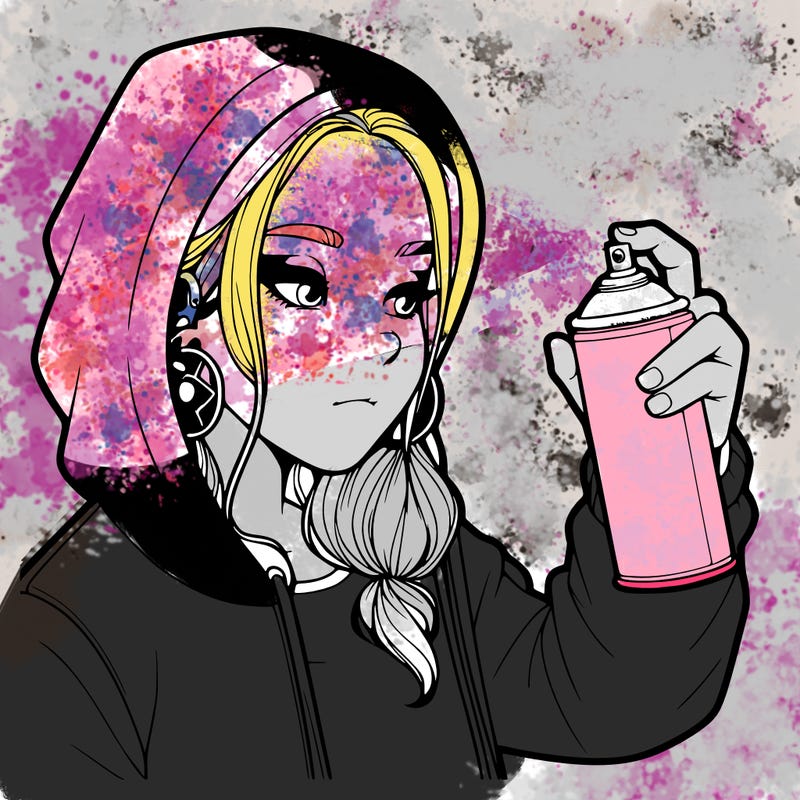 a realistic girl, spray painting