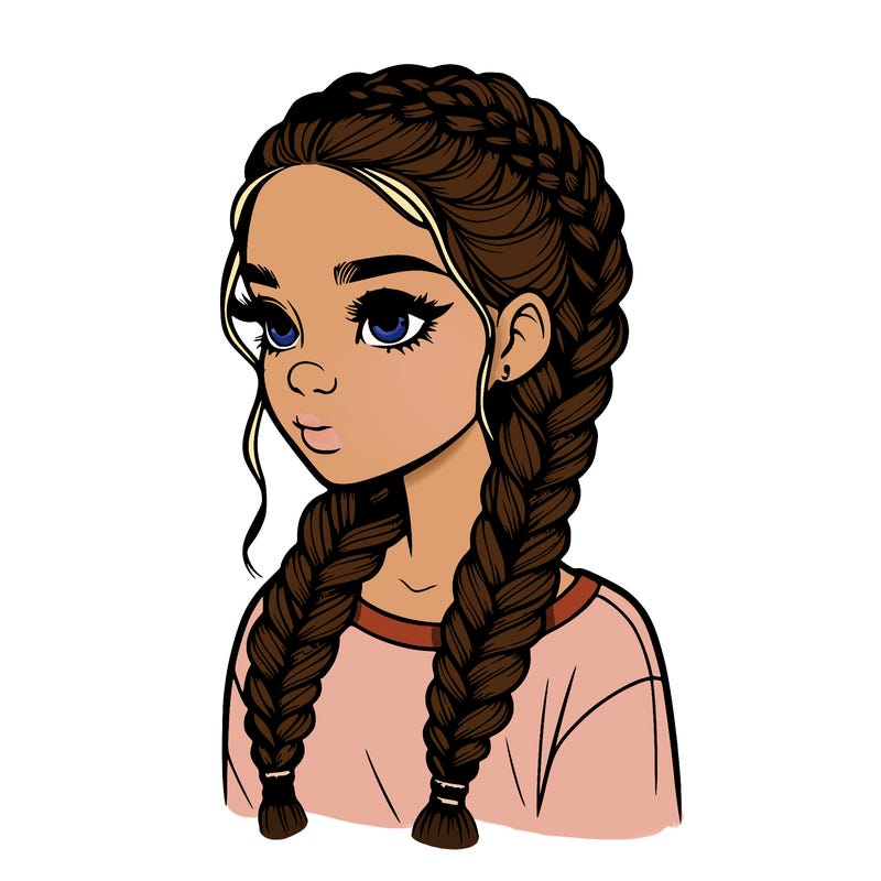realistic girl with braids