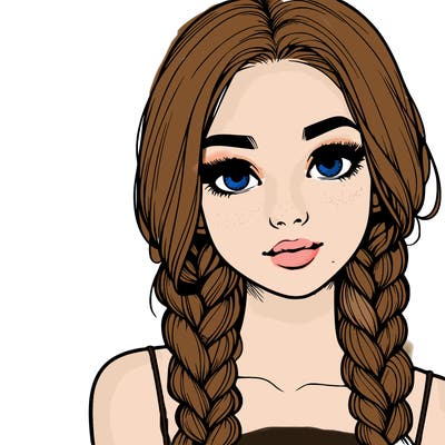 realistic girl with braids