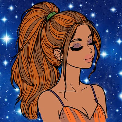 realistic girl with a high ponytail