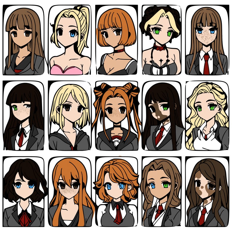 girls that look diffrent anime