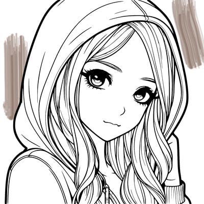 realistic adult girl with hoodie on