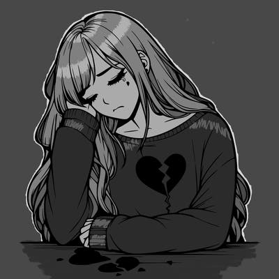 broken hearted girl realistic