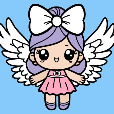 girl with a bow and wings