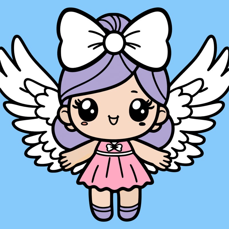 girl with a bow and wings