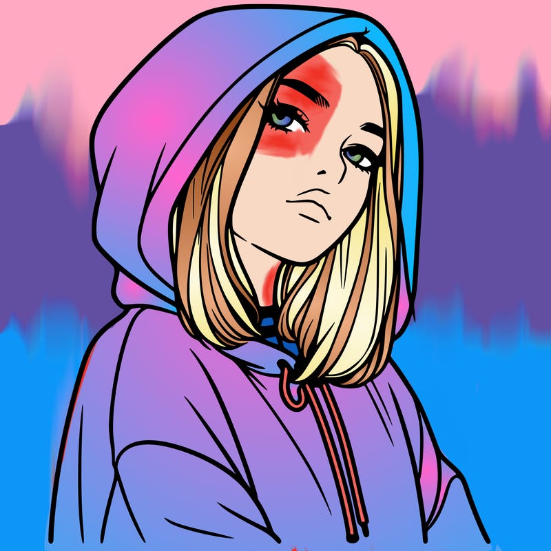 a realistic girl in a hoodie