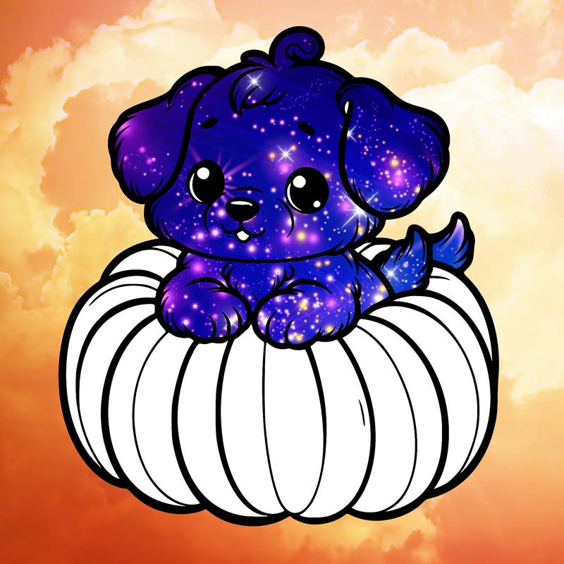 cute little puppy in a pumpkin