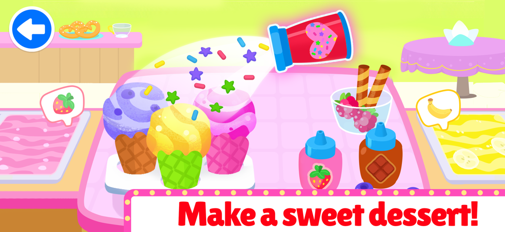 Restaurant Cooking food games - Bambini che decorano dessert colorati in un gioco di cucina per ristoranti