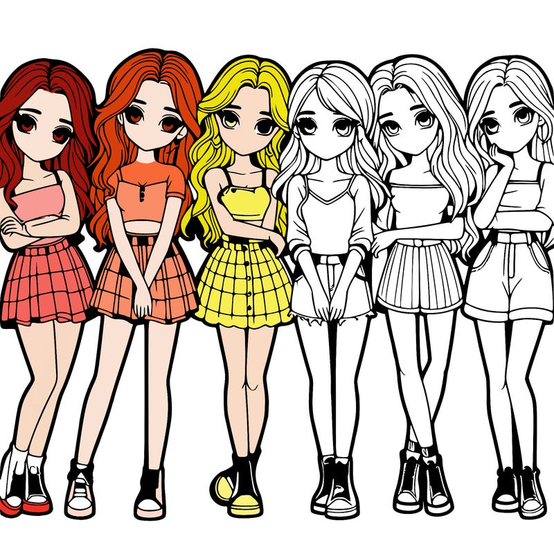 a group of girls realistic