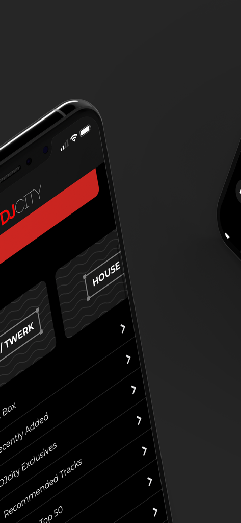 DJcity - DJcity mobile app screen displaying house and twerk music categories