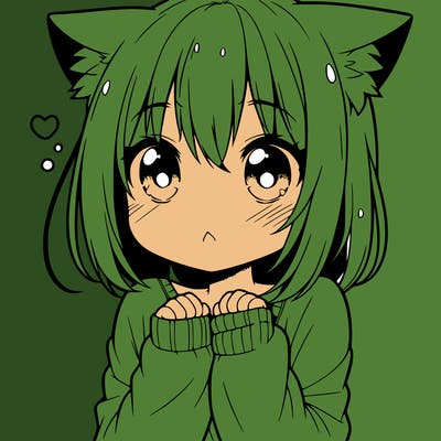 shy anime catgirl