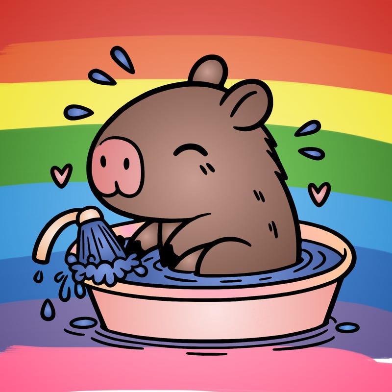 capybara taking a bath