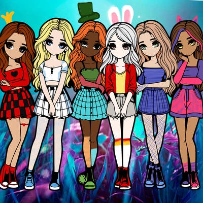 a group of girls realistic