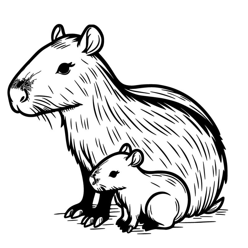 a capibara with his baby