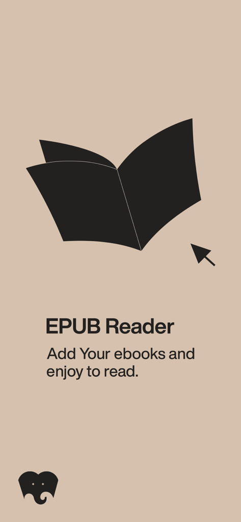 FidiKetabi EPUB Reader welcome screen with an open book icon and text inviting users to add ebooks
