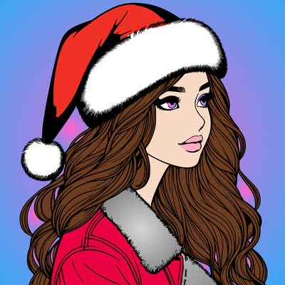 realistic girl in santa hat