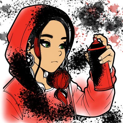 a realistic girl, spray painting