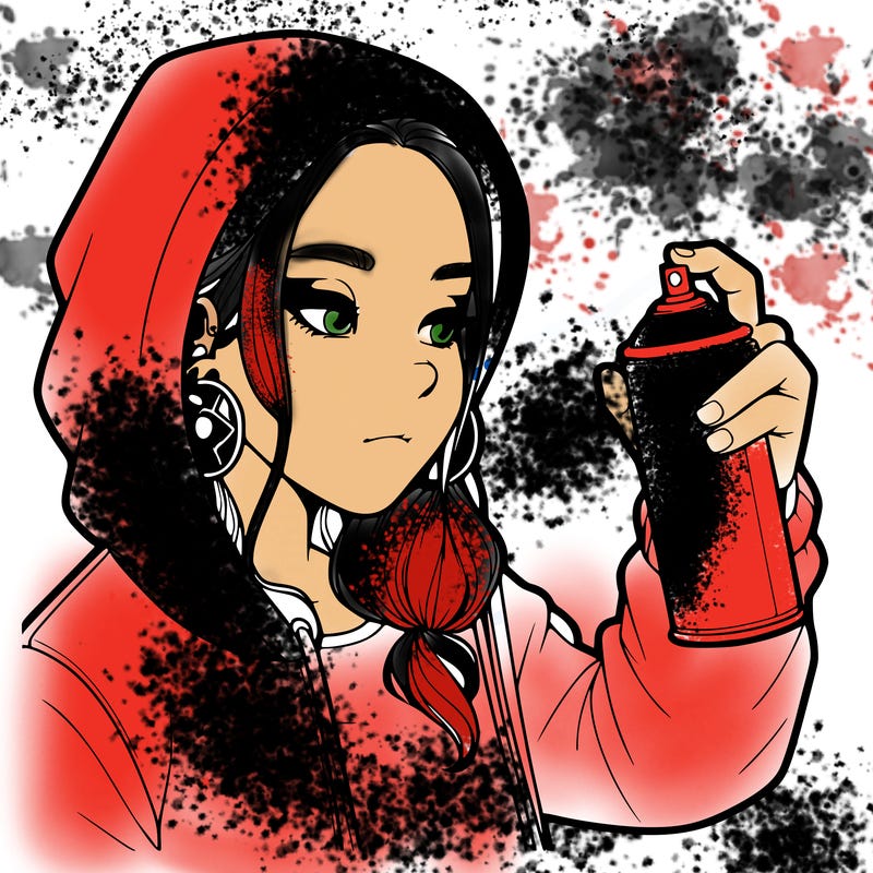 a realistic girl, spray painting