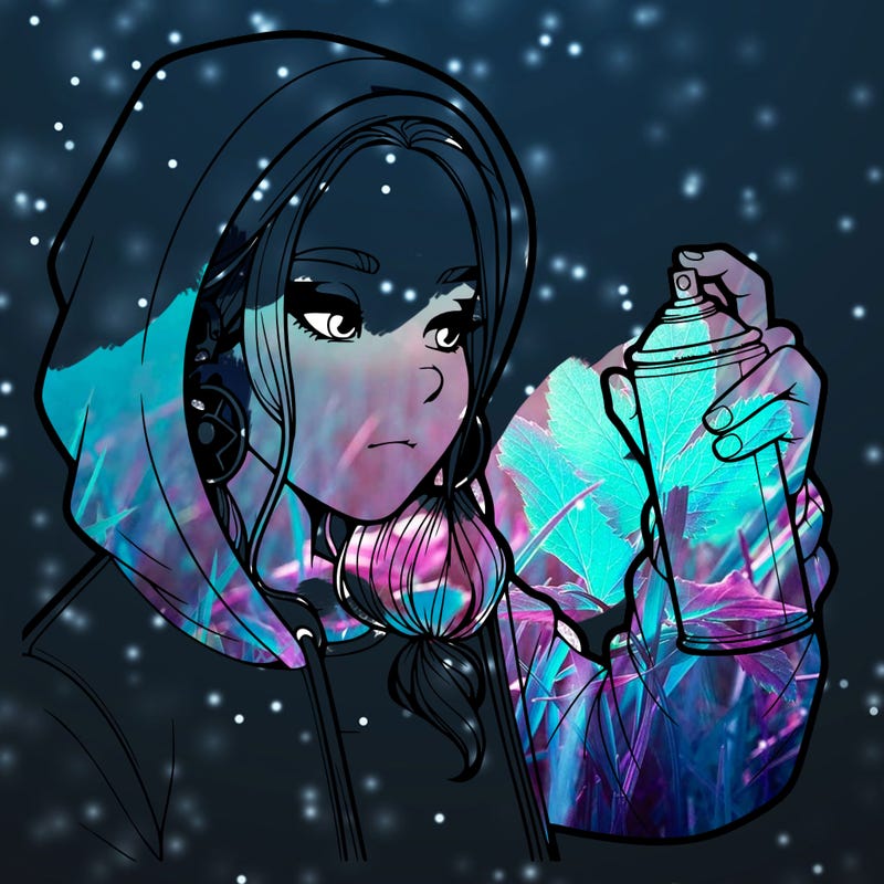 a realistic girl, spray painting