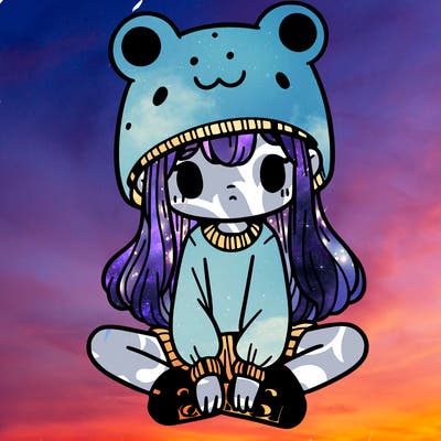 a girl wearing a frog hat and some frog socks