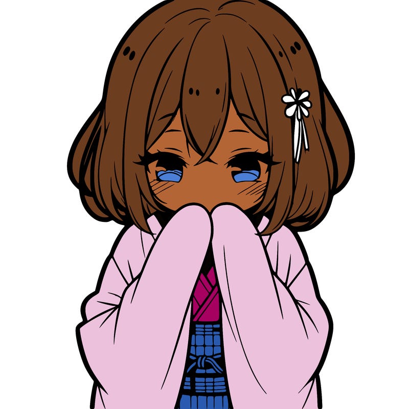 shy anime girl in a kimono