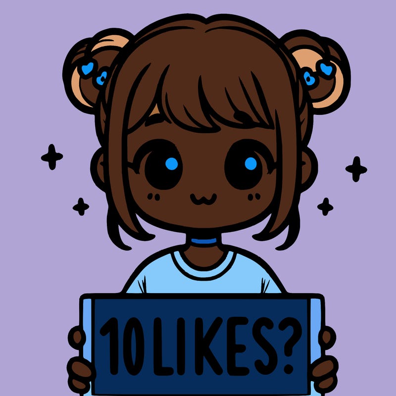 cute girl that is holding a sign that says 10 likes?