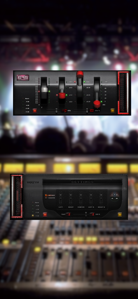 ERS_250 - ERS_250 vintage reverb plugin interface showing faders and audio settings