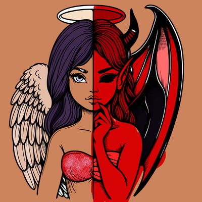 realistic angel half demon