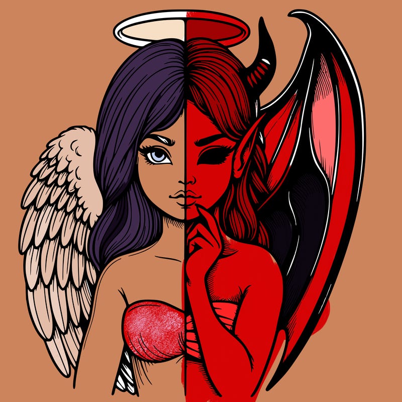 realistic angel half demon