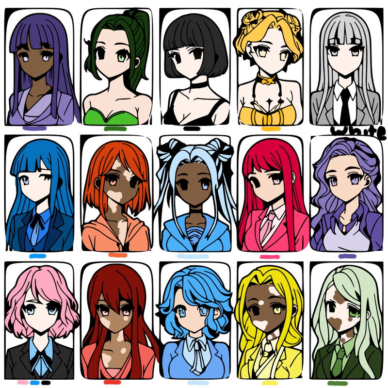 girls that look diffrent anime