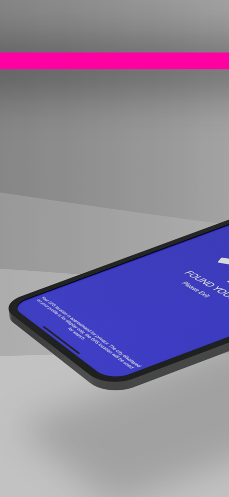 A mobile phone screen showing the SiN alternative dating app with a privacy notice about GPS location approximation.